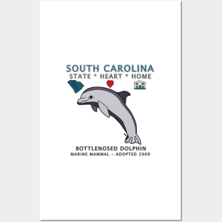 South Carolina - Bottlenosed Dolphin - State, Heart, Home - state symbols Posters and Art